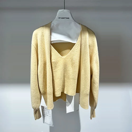 Trikote De moso Set Top ak Cardigan