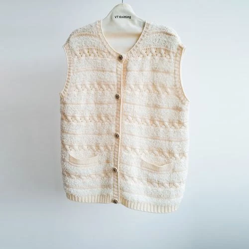Merino Wool V Neck Cardigan fanm