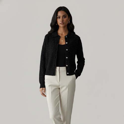 Merino Wool V Neck Sweater Women's