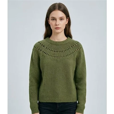 Chanday Green Ajou Yoke Crew Neck