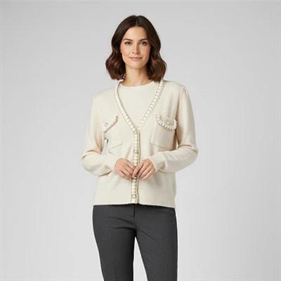 Sou entènèt jwèt Merino Wrap Cardigan