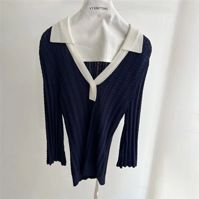 V Fanm nan kou knitted tèt